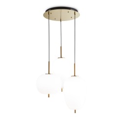 Umile - Satin Gold LED Cluster Pendant with White Glass