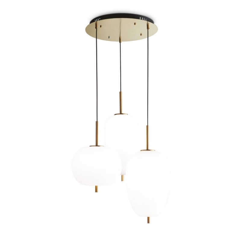 IdealLux-224541 - Umile - Satin Gold LED Cluster Pendant with White Glass