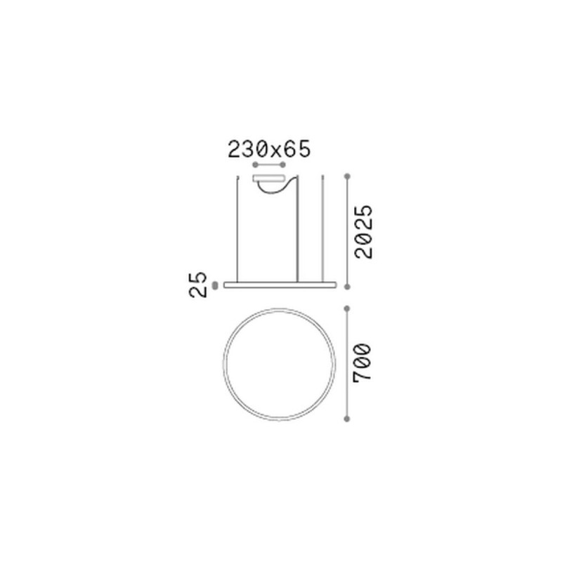 IdealLux-229515 - Oracle Slim - Black LED Pendant Ø 70 cm