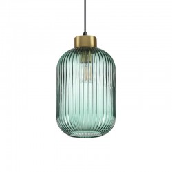 Mint - Satin Brass Pendant with Green Ribbed Glass ∅ 20 cm Mint - Satin Brass Pendant with Green Ribbed Glass ∅ 20 cm