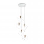 Ice - White & Satin Brass 5 Light Cluster Pendant