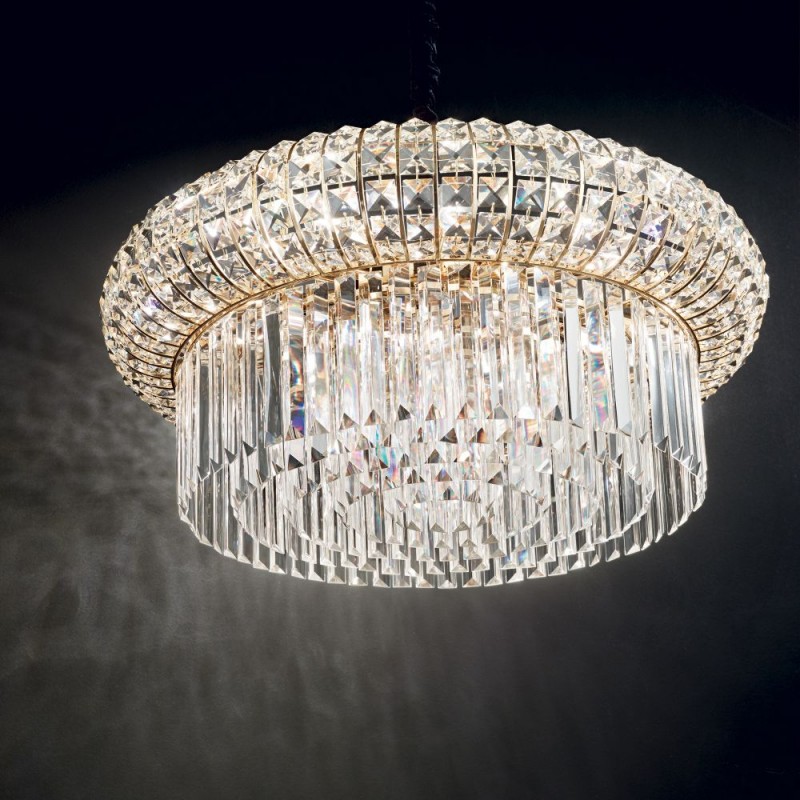 IdealLux-237794 - Nabucco - Gold 12 Light Chandelier with Crystal