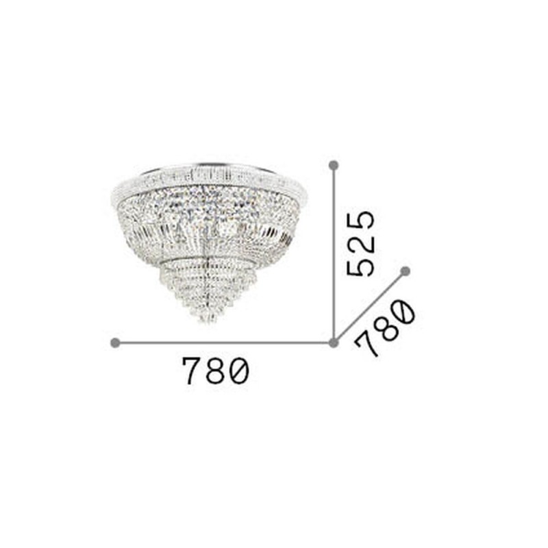 IdealLux-243498 - Dubai - Brass 24 Light Ceiling Lamp with Crystal