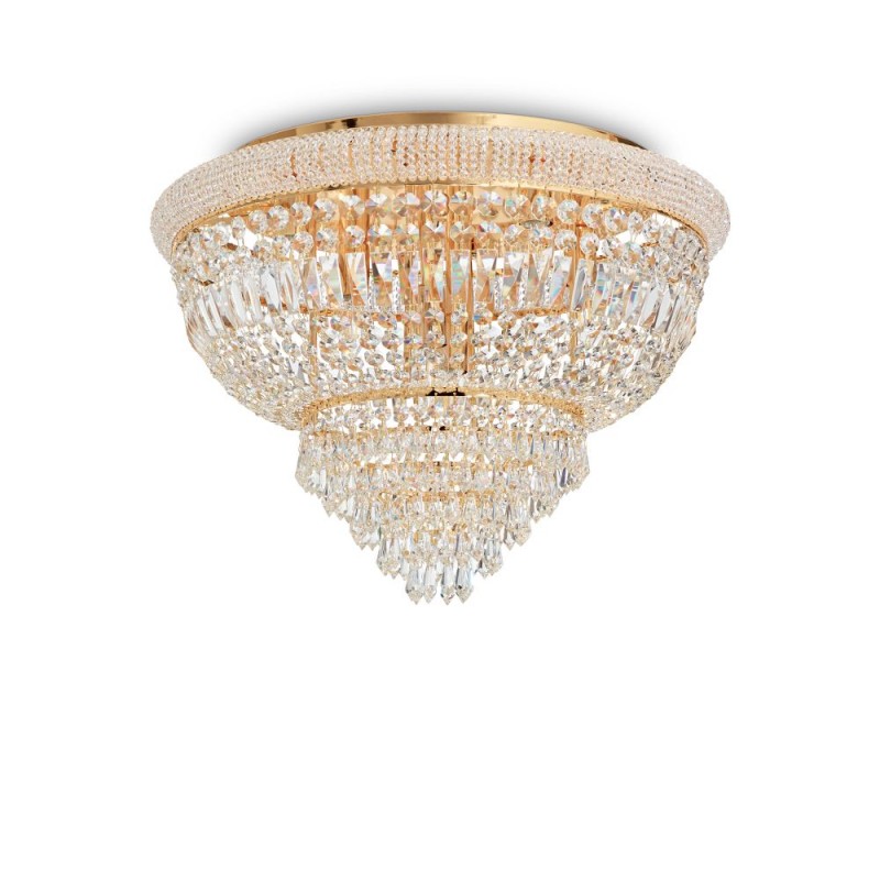 IdealLux-243498 - Dubai - Brass 24 Light Ceiling Lamp with Crystal