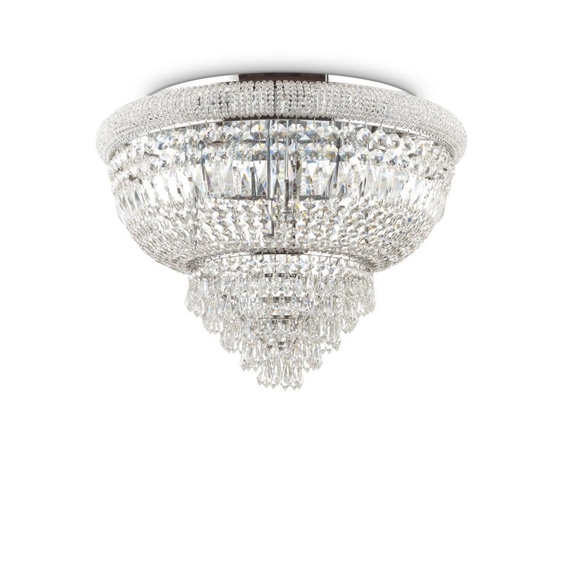 IdealLux-243566 - Dubai - Chrome 24 Light Ceiling Lamp with Crystal