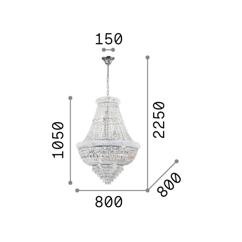 IdealLux-243597 - Dubai - Chrome 24 Light Chandelier with Crystal