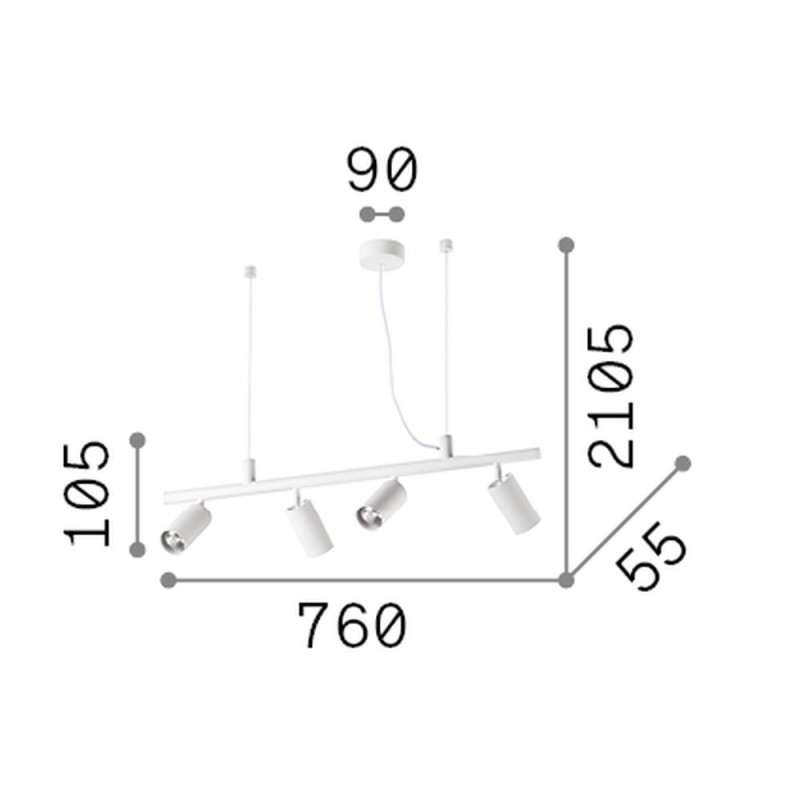 IdealLux-244624 - Dynamite - Satin Brass 4 Light Linear Fitting