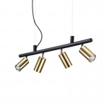 Dynamite - Black & Satin Brass 4 Light Linear Fitting Dynamite - Black & Satin Brass 4 Light Linear Fitting