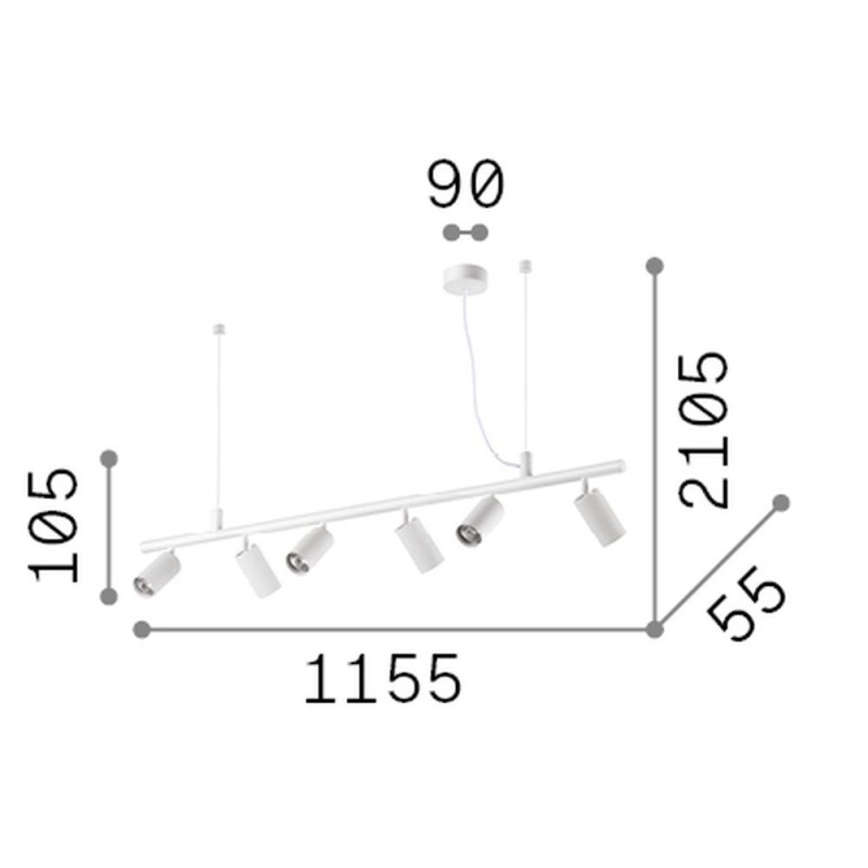 IdealLux-244648 - Dynamite - Satin Brass 6 Light Linear Fitting