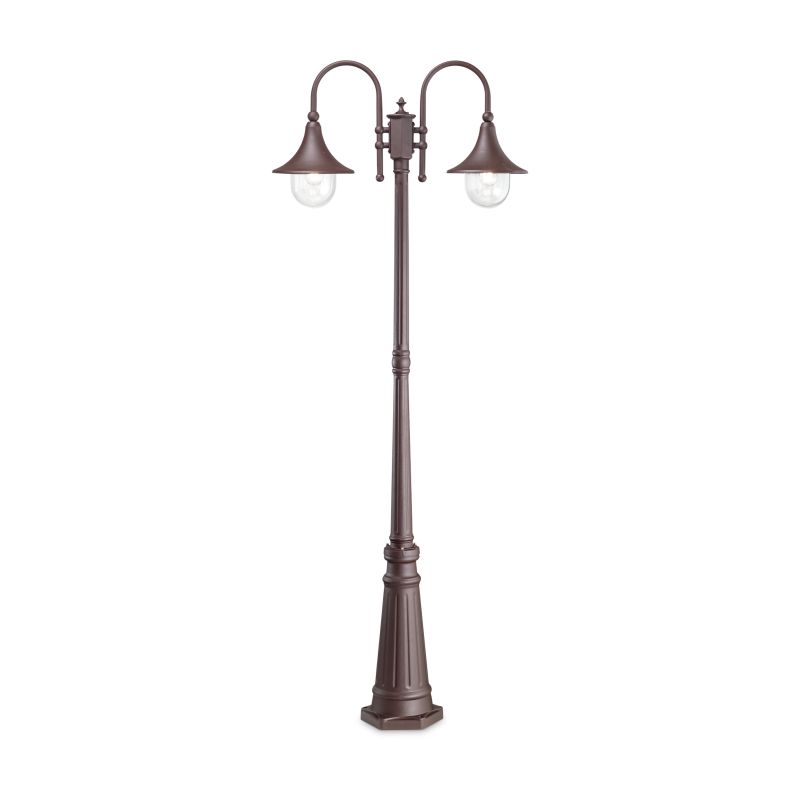 IdealLux-246840 - Cima - Outdoor Coffee and Clear 2 Light Post