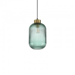 Mint -  Satin Brass Pendant with Green Ribbed Glass ∅ 14 cm Mint -  Satin Brass Pendant with Green Ribbed Glass ∅ 14 cm