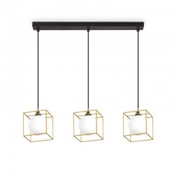 Lingotto - Black & Matt Brass 3 Light over Island Fitting with White Globes Lingotto - Black & Matt Brass 3 Light over Island Fitting with White Globes