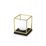 Lingotto - Black & Matt Brass Table Lamp with White Globe Lingotto - Black & Matt Brass Table Lamp with White Globe