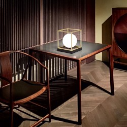 Lingotto - Black & Matt Brass Table Lamp with White Globe Lingotto - Black & Matt Brass Table Lamp with White Globe