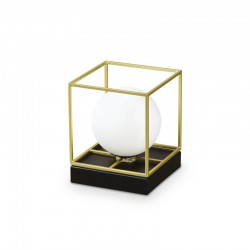 Lingotto - Black & Matt Brass Table Lamp with White Globe Lingotto - Black & Matt Brass Table Lamp with White Globe