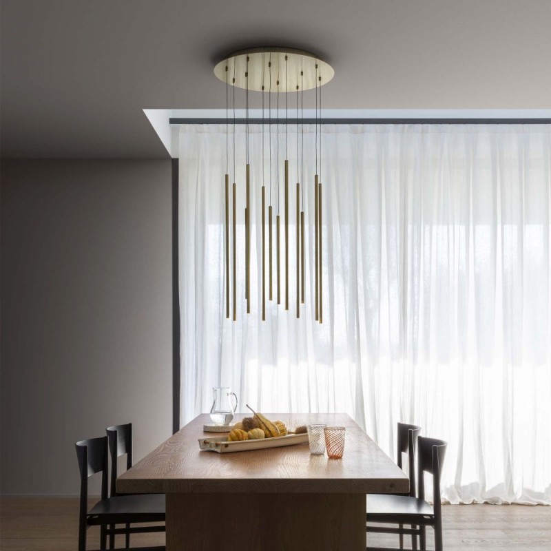 IdealLux-263663 - Look - Satin Brass 12 Light LED Cluster Pendant