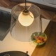 IdealLux-271316 - Fade - Black Pendant with White Globe & Ombre Amber Glass