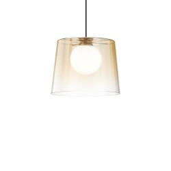 Fade - Black Pendant with White Globe & Ombre Amber Glass