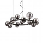 Perlage - Matt Black 14 Light Centre Fitting with Smoked Glass Perlage - Matt Black 14 Light Centre Fitting with Smoked Glass