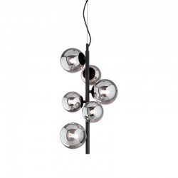 Perlage - Matt Black 6 Light Pendant with Smoked Glass Perlage - Matt Black 6 Light Pendant with Smoked Glass