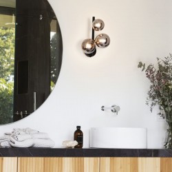 Perlage - Matt Black 3 Light Wall Lamp with Smoked Glass Perlage - Matt Black 3 Light Wall Lamp with Smoked Glass