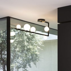 Birds - Black & Brass 5 Light Semi Flush with White Glass Birds - Black & Brass 5 Light Semi Flush with White Glass