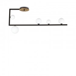 Birds - Black & Brass 5 Light Semi Flush with White Glass Birds - Black & Brass 5 Light Semi Flush with White Glass