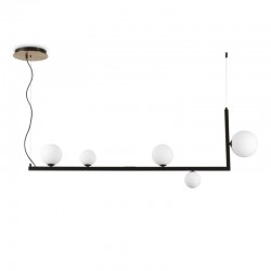 Birds - Black & Brass 5 Light over Island Fitting with White Glass Birds - Black & Brass 5 Light over Island Fitting with White Glass