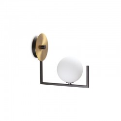 Birds - Black & Brass Wall Lamp with White Glass
