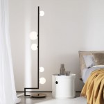 Birds - Black & Brass 5 Light Floor Lamp with White Glasses Birds - Black & Brass 5 Light Floor Lamp with White Glasses