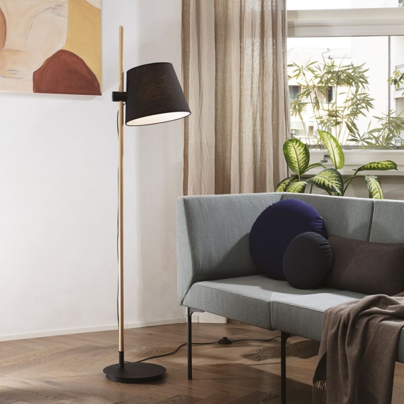 IdealLux-282084 - Axel - Black & Wooden Floor Lamp