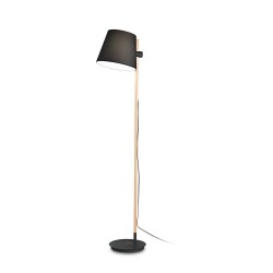 Axel - Black & Wooden Floor Lamp