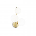 Perlage - Satin Brass 3 Light Wall Lamp with White Glass Perlage - Satin Brass 3 Light Wall Lamp with White Glass
