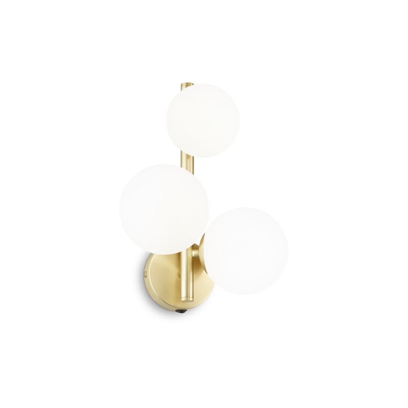 IdealLux-283784 - Perlage - White & Satin Gold 3 Light Wall Lamp