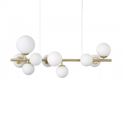 Perlage - Satin Brass 10 Light over Island Fitting with White Glass Perlage - Satin Brass 10 Light over Island Fitting with White Glass