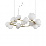 Perlage - Satin Brass 14 Light Centre Fitting with White Glass Perlage - Satin Brass 14 Light Centre Fitting with White Glass
