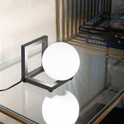 Angolo - Black Table Lamp with White Glass Shade