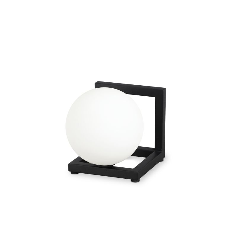 IdealLux-284316 - Angolo - Black Table Lamp with White Glass Shade