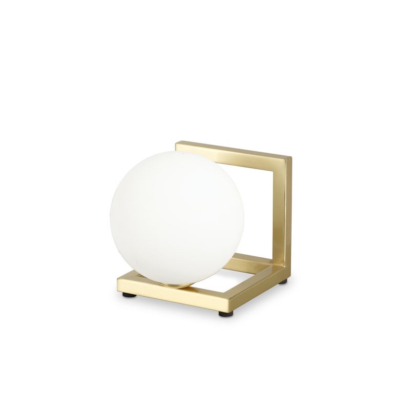 IdealLux-284361 - Angolo - Satin Brass Table Lamp with White Glass Shade