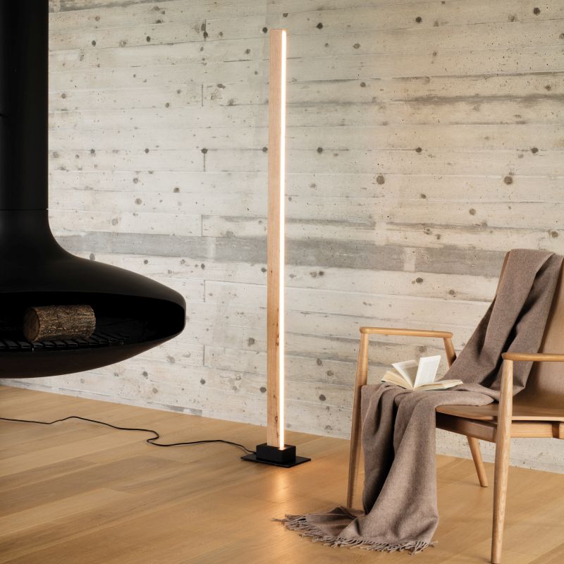 IdealLux-284484 - Craft - Wooden & Black Floor Lamp