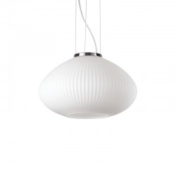 Plisse - Chrome Pendant with Ribbed White Glass ∅ 35 cm Plisse - Chrome Pendant with Ribbed White Glass ∅ 35 cm