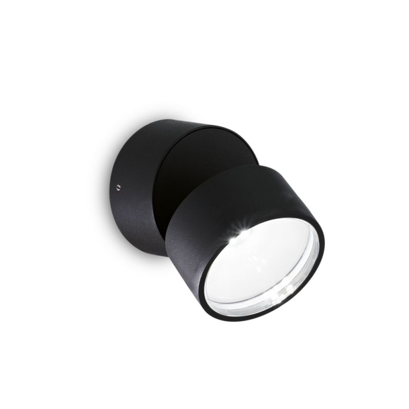 IdealLux-285504 - Omega - IP54 Black LED Wall Lamp 4000K