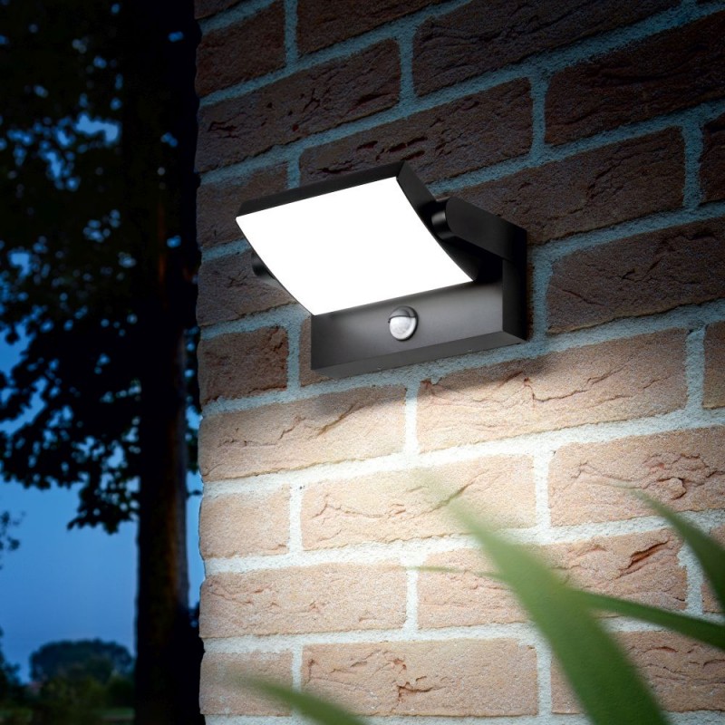 IdealLux-287737 - Swipe - Black PIR Wall Lamp IP54