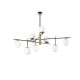 IdealLux-289489 - Gourmet - Black & Satin Brass 9 Light Centre Fitting with White Glass