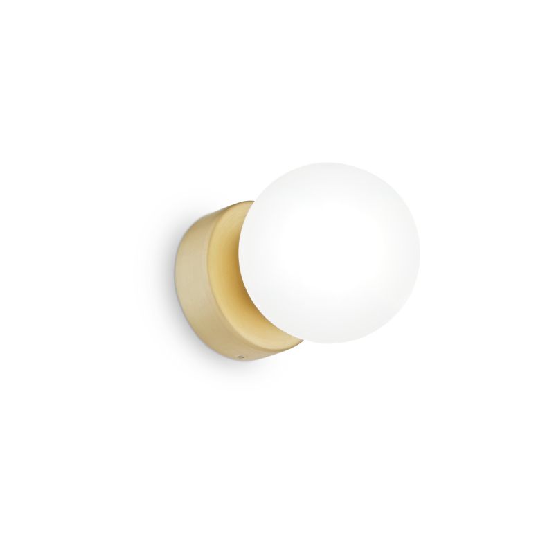 IdealLux-292410 - Perlage - Satin Brass Wall Lamp with White Glass