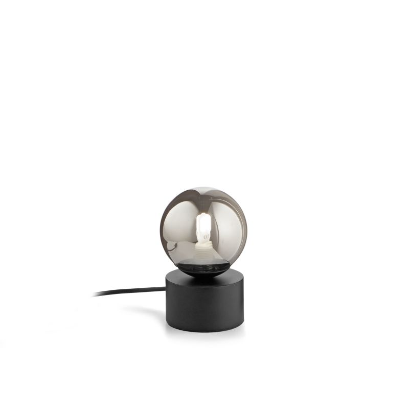 IdealLux-292441 - Perlage - Matt Black Table Lamp with Smoked Glass