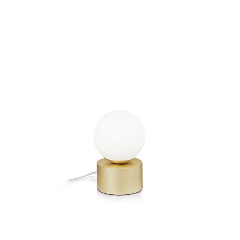 IdealLux-292458 - Perlage - Satin Brass Table Lamp with White Glass
