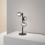 Perlage - Matt Black 3 Light Table Lamp with Smoked Glasses Perlage - Matt Black 3 Light Table Lamp with Smoked Glasses