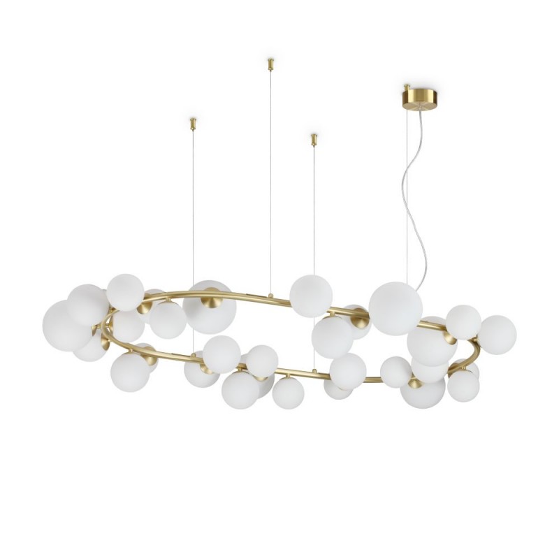 IdealLux-296746 - Perlage - Satin Brass 30 Light Centre Fitting with White Glasses