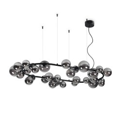 Perlage - Matt Black 30 Light Centre Fitting with Smoked Glass